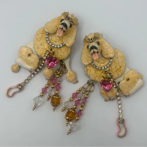 Lunch at the Ritz “Babette & Suzette” Poodle Earrings - Picture 2 of 9